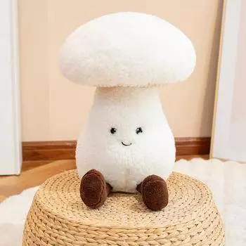 New Soft Cartoon Mushroom Plush Vegetable Toy Fluffy Stuffed Hug Pillow Realistic Natural Plant Baby Doll Comfort Birthday Gift about 16cm