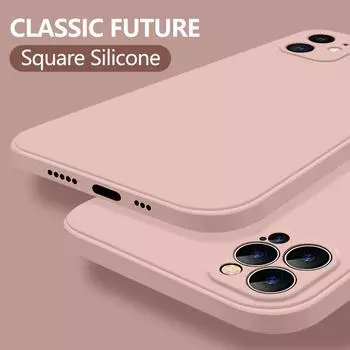 New Soft Liquid Silicone Phone Case with Camera Protective Shockproof For iPhone 16 14 Pro 15 12 Pro MAX 11 Pro XR XS 7 8 Plus AVE 7/8 розовый