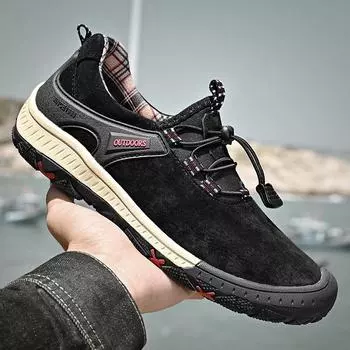 New Soft Men s Casual Shoes Breathable Genuine Leather Loafers Outdoor Men s Shoes Flat Moccasins Lightweight Outdoor Sneakers 38 хаки