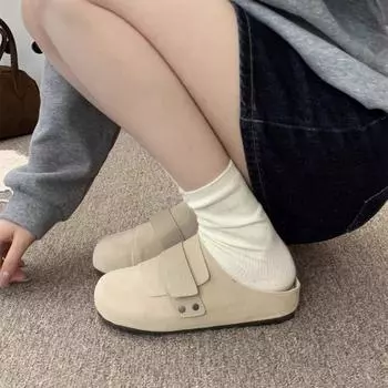 New soft-soled bag head drag women s shoes summer fashion comfortable breathable student shoes versatile fashion shoes 35 абрикосовый