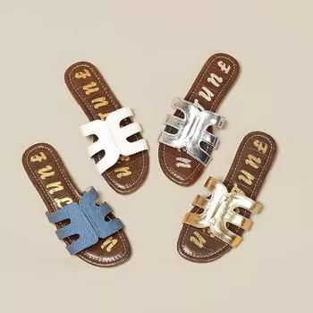 New soft-soled ins tide flats in the summer of 2024, flat heels, sandals, beach slippers, one-word women s shoes 35 золотой