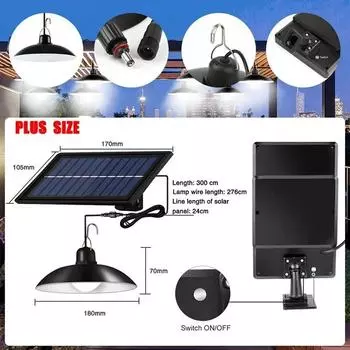 New Solar Power Pendant Light Remote Outdoor Lamp Waterproof Garden Chandelier Indoor Garden Yard Shed Barn LED with Remote White