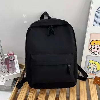 Новый однотонный легкий рюкзак 2024 года, повседневная универсальная сумка через плечо большой вместимости чёрный