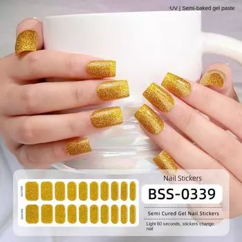 New solid color onion powder gel manicure stickers semi-cured gel nail stickers manicure stickers BSS-0339