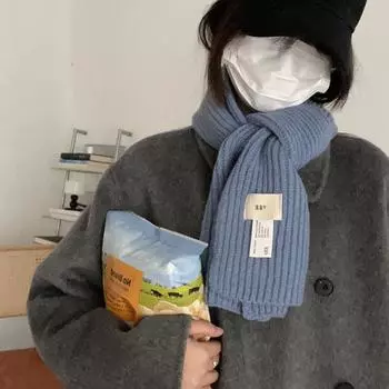 New Solid Color Small Scarf Women s Winter Autumn and Winter Women s Korean Style Knit Scarf