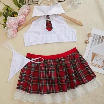 Новый костюм Spice Girls Сексуальный Секс Студентка Соблазнение Униформа Клетчатый костюм S