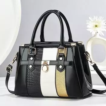 New Spliced Contrasting Color Fashion Handbag Multi-functional Stone Pattern High Value Shoulder Bag Large Capacity Trend .