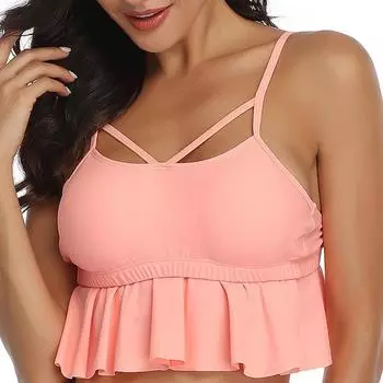 New split swimsuit women s top bikini chest TANKINI bust swimsuit Adult S Size чёрный