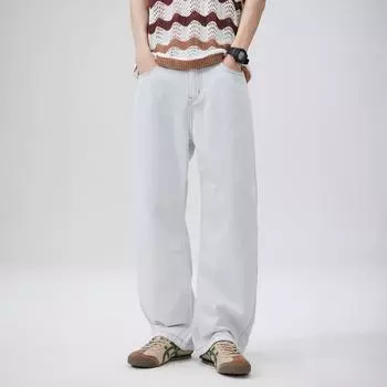 New Spring American High Street Wide-leg Scimitar Pants Men s Straight Loose Casual Pants S белый