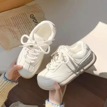 New spring and autumn board shoes women s versatile shoes thick baseplate shoes retro little white shoes 35