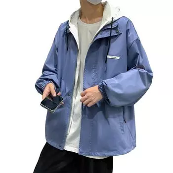 Новая весенне-осенняя куртка из двух частей с капюшоном, мужская модная одежда большого размера, куртка в гонконгском стиле для пар M хаки