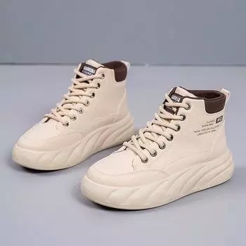New spring and autumn high-top fashion women s little white shoes thick-soled heightening casual shoes non-slip student board shoes 35