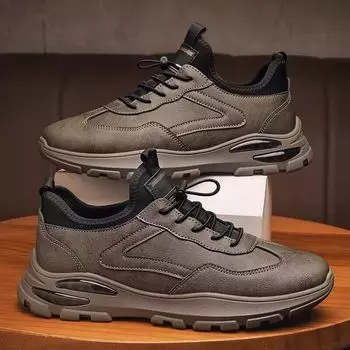New Spring and Autumn Men s Sports and Leisure Leather Shoes Breathable and Durable Men s Shoes 40 чёрный