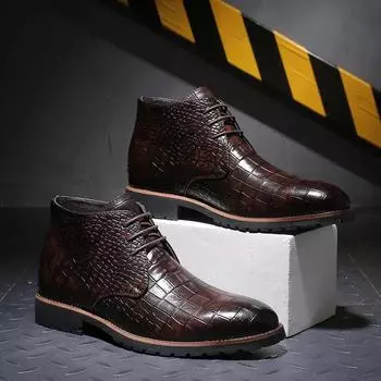 New Spring and Autumn pointed casual business shoes men s lace up large size thick sole comfortable work business leather shoes 38 чёрный