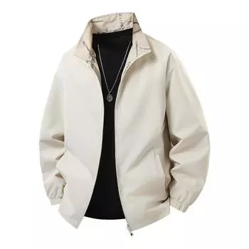 New Spring and Autumn Stand-up Collar Jacket Casual Loose Fashionable Jacket Sports Versatile Jacket Men M бежевый