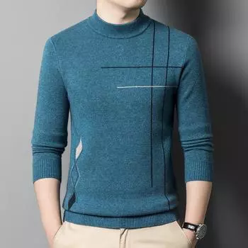 New Spring and Autumn Style Woolen Long-sleeved Sweaters for Young and Middle-aged Men, Slim and Handsome Bottoming Shirts and Sweaters M