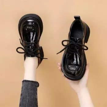 New spring and autumn with skirts, soft-sided shoes, soft-soled single shoes, heightened thick-soled small leather shoes 35