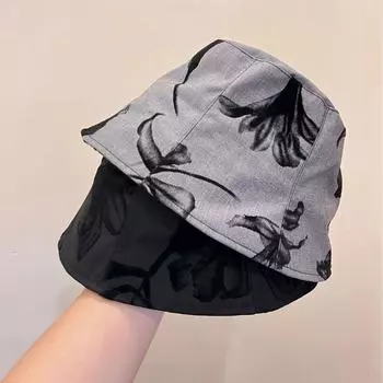 New spring and autumn women s super trendy new temperament ink painting bucket hat summer thin plain sunshade bucket hat tide M56-58cm чёрный