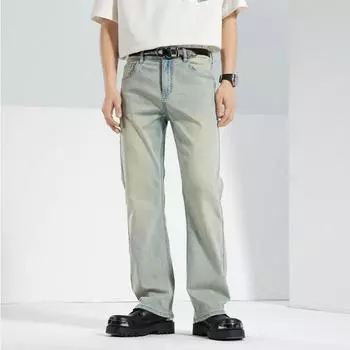 New Spring and Summer American Retro High Street Elastic Micro-flare Floor Trousers Jeans Trousers Men 28