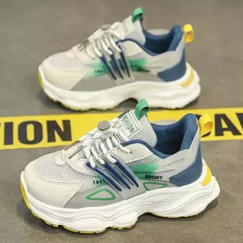 New spring and summer boys shoes, primary school students, middle and older children s mesh breathable sports shoes, non-slip and wear-resistant run 31 чёрный