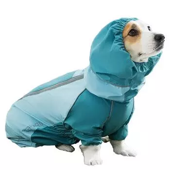New spring and summer contrasting colors all-inclusive corgi charge raincoat rainy day out four-legged pet medium dog dog raincoat M (recommended weight 13-9 kg)