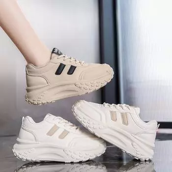 New Spring and Summer Dad Shoes Platform Heightening Sports Shoes Round Head Versatile Women s Shoes Student Shoes Women 35 бежевый