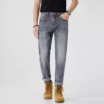 New Spring and Summer Jeans Business Casual American Gray Small Straight Slim Fit 28