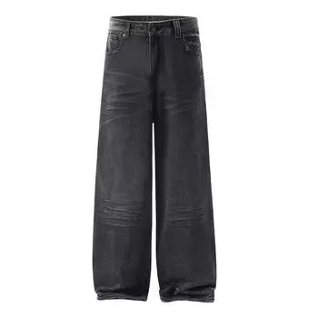 New Spring and Summer Jeans Couple Loose American Retro Straight Wide-leg Trousers S