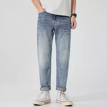 New Spring and Summer Jeans Embroidered Harlen Micro-conical Small Feet Slim Denim 28 синий