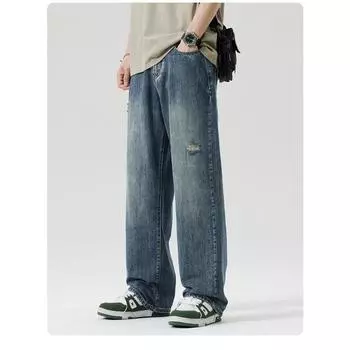 New Spring and Summer Jeans Men s Loose Straight High Street Wide-leg Retro Trendy Men 28