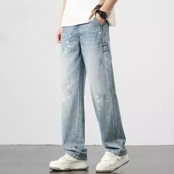 New Spring and Summer Jeans Trendy American Loose Straight Casual Versatile Trousers 28