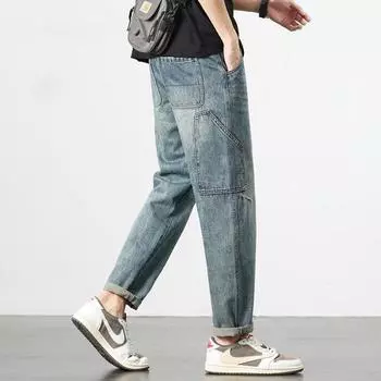 New Spring and Summer Jeans Trendy Japanese Loose Straight Micro Harlen Trousers 28