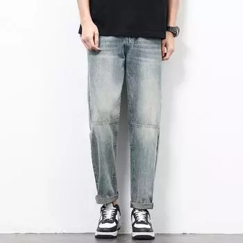 New Spring and Summer Jeans Trendy Japanese Loose Straight Micro Harlen Trousers 28 синий