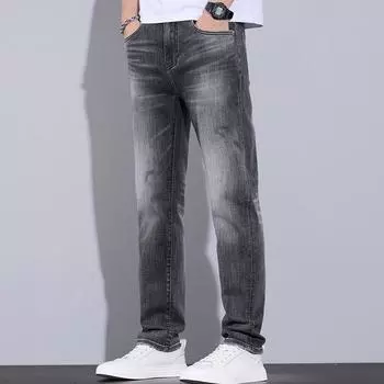 New Spring and Summer Light Business Straight Jeans Slim-fit Thin Printed Casual Trousers 28