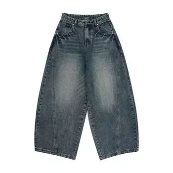 New Spring and Summer Lightning Crack Washing Jeans for Men and Women Loose Straight Scimitar Pants S