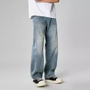 New Spring and Summer Loose Structure Men s Jeans Straight-leg Casual Jeans Without Elasticity 28 синий