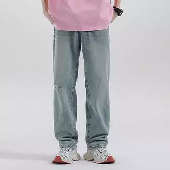 New Spring and Summer Men s High Street Wide-leg Trousers Slightly Stretch Loose Straight Jeans 28