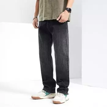 New Spring and Summer Men s Loose Straight American High Street Stretch Black Jeans 28