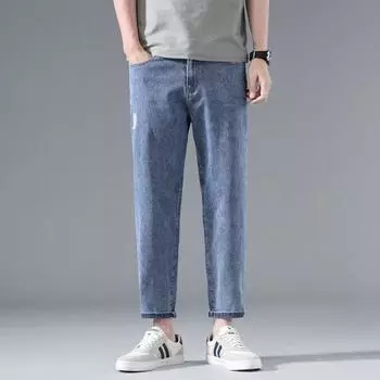 New Spring and Summer Men s Nine-point Pants Slim-fitting Thin-foot Pants Korean Version 9-point Jeans 28