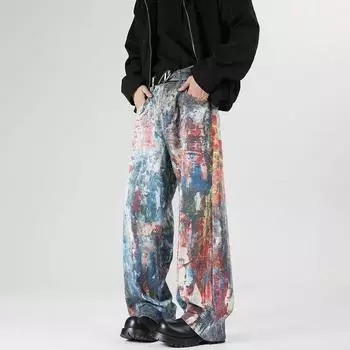 New Spring and Summer Scimitar Pants Dirty Pants Burned Fried Salt Water Washing Street Jeans Trousers S