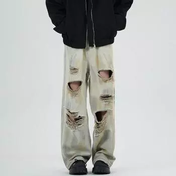 New Spring and Summer Scimitar Pants Dirty Pants Burnt Street Jeans Trousers S