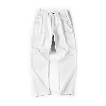 New Spring and Summer Sky Blue White Japanese Loose Straight Jeans Wide-leg Jeans 28