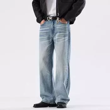 New Spring and Summer Style Wash Loose Straight Jeans Trousers S