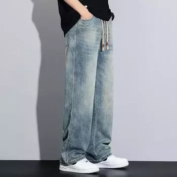 New Spring and Summer Trendy High Street Wide-leg Pants Loose Straight Casual Versatile Trousers S