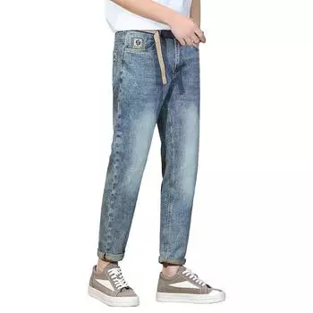 New Spring and Summer Trousers Waist Embroidered Belt Little Handsome Jeans 28