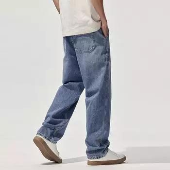 New Spring and Summer Wide-leg Trousers Loose American High Street Straight Wide-leg Jeans 28 синий