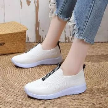 New Spring and Summer Women s Fly-Knit Sneakers Fashionable All-Match Running Shoes Mesh Breathable Casual Female Students 35 белый