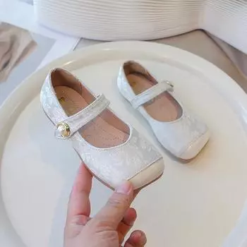 New Spring Autumn Girls Princess Leather Shoes Causal Sweet Kids Party Shoes Patchwork Embroidery Children s Flats Soft Bottom 26 чёрный