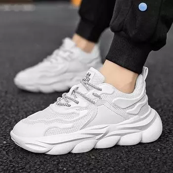 New Spring Casual Running Shoes for Men, Breathable, Lightweight, Thick Soled, Height Increasing Dad Shoes 40 чёрный