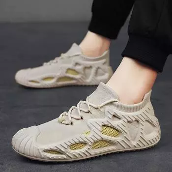 New spring coconut shoes men s flying knitting socks shoes men s mesh cloth sports casual fashion sports shoes M1001 39 бежевый